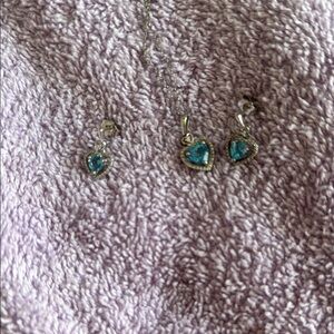 Heart-Shaped Blue and Silver Jewelry Set